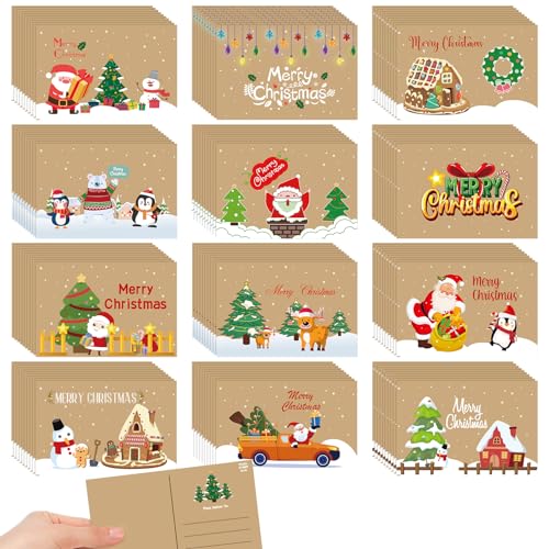 Kosiz 120 Pcs Snowman Christmas Cards Bulk 4 x 6 Inch - style: Snowman Christmas