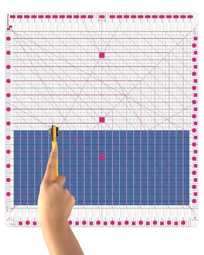 Quilting Ruler- 12.5 * 12.5" Slotted Rulers for Quilting and Sewing Quilt Strip Rulers for Fabric Precise Cutting - color: Pink