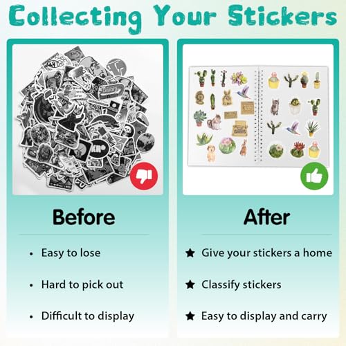 CRASPIRE 40 Sheets Sticker Book Album Sticker Collecting Organizer A5 Release Paper Reusable Waterproof Flower Floral Blank Collection Storage Holder with Scraper and Tweezer for Storaging Labels - style: Flower-029