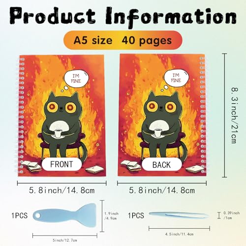 CRASPIRE Sticker Book 40 Pages Cute Black Cat Reusable Album Storage 8.26x5.82In Double-Sided Waterproof Blank Pasteable Notebook with Tools for Adults Release Paper Holder Saver Organizer - style: Cat