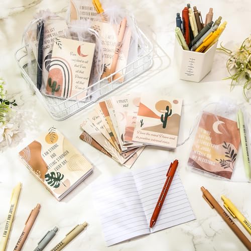 Mooliwe 192 Pcs Affirmation Notebooks Pens Bulk Gifts, Gratitude,Rainbow | Small Bags Included, Motivational Notepads for Women, Daily Affirmations Journal, Stress Relief Self-care, Employee Rewards - style: Rainbow