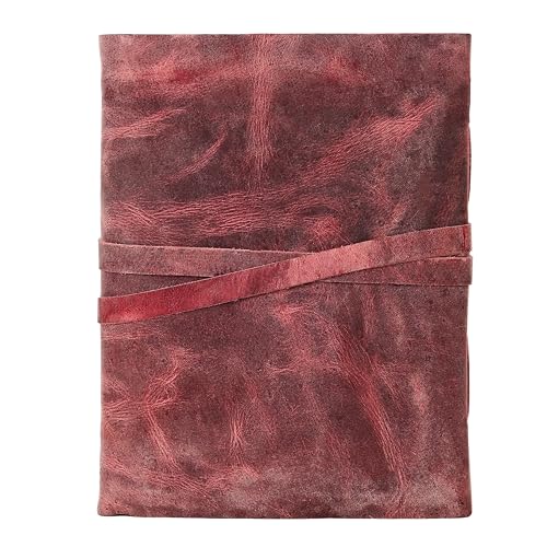 Leather Journal with Deckle Edge Paper 8x6 inch and Vintage Key | Handmade Writing Notebook Diary | Bound Daily Notepad for Men & Women Medium, Sketch/Writing pad for Artists - color: Dusty Rose, size: 8 x 6, style: Unlined Deckle Paper