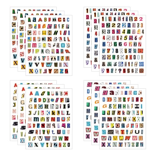 800 Pcs Magazine Letter Stickers for Scrapbooking, Vintage Number Alphabet Stickers, Waterproof Small Adhesive Letters for Junk Journal - color: Magazine Letter Stickers