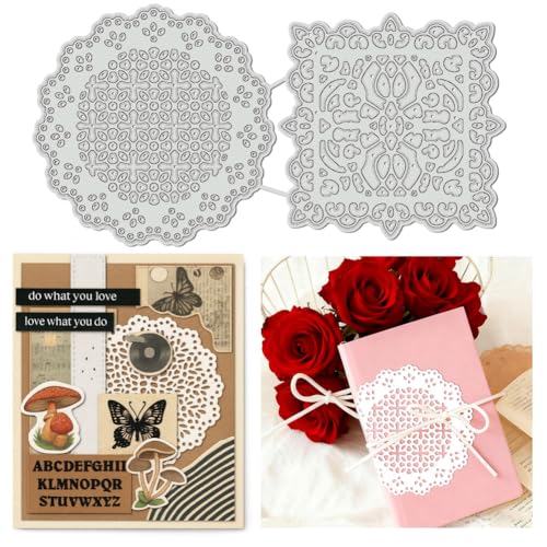 UNICRAFTALE 2Pcs Lace Flower Metal Cutting Dies Flower Border Die Cut Bohemian 3D Embossing Stencils for Card Making DIY Scrapbooking Journal Decoration Paper Crafts - style: Lace Flower Border