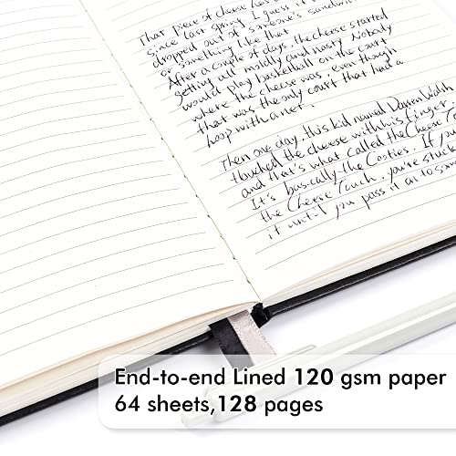 5 Pack Journal Notebook Bulk for School, Feela Hardcover Business Notebooks Classic Ruled Lined Journals with Pen Holder for Work Note Taking, with 5 Black Pens, 120 GSM, 5.1”x8.3”, A5, Black - color: 5 Pack black