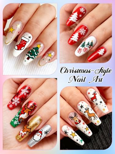 EBANKU 48 Colors Nail Art Pens Set, 3D Christmas Nail Art Makers Pens Quick-Drying Nail Art Polish Acrylic Paint Nail Point Graffiti Dotting Liner Pen No Squeeze Needed - color: 48P
