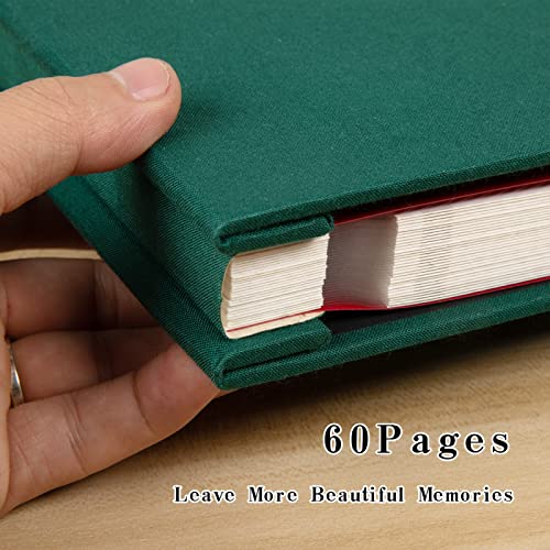 Spbapr Large Photo Album Self Adhesive Linen Cover Magnetic Scrapbook Album DIY Scrap Book 60 Black Sticky Pages for 3x5 4x6 5x7 8x10 Pictures with A Metal Pen - color: Dark Green, size: 11''x10.6''60pages