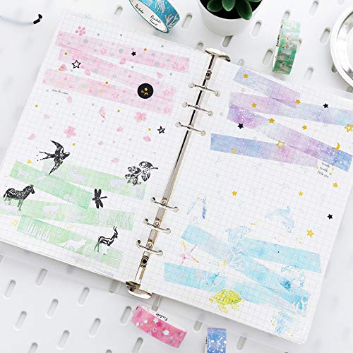 YUBBAEX Silver Washi Tape IG Style Laser Foil Masking Tape Set Decorative for Arts, DIY Crafts, Journal Supplies, Planners, Scrapbook, Card/Gift Wrapping -4 Rolls x 15mm- (Watercolor Laser) - color: Watercolor Laser