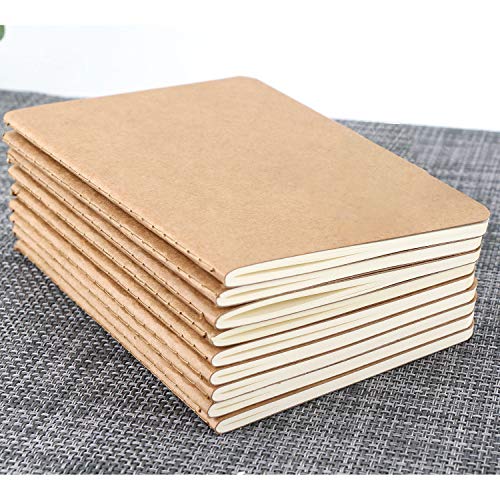 EUSOAR Blank Memo Scratch Pads, 24 Pack A6 3.9" x 5.5" 60 Pages Softcover Kraft Notebook, Mini Notebook Unlined, Travel Journal Notepad Set Bulk, Office Writing Diary, Subject Notebooks - color: Kraft, size: 24x Blank