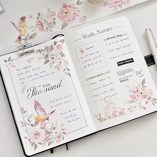 WT Pre-Cut Pink Velvet Wide Washi Tape, Single Roll, Original Designs, Elegant Floral Aesthetic, Decorative Japanese Paper Tape for Journaling, Scrapbook, Planner, DIY Crafts, Bujo Supplies, 60mm×5m - color: WT Pre-Cut Pink Velvet Wide Washi Tape