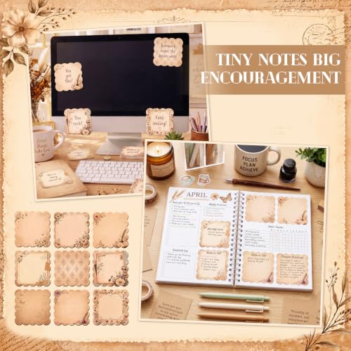 9 Pcs Scalloped Sticky Notes 3x3 Inch,Vintage Brown | Cute Aesthetic Memo Pads Set, Wavy Edge Self Stick Notes, Journal School Office Supply, Craft Decoupage Stationery - style: Vintage Brown