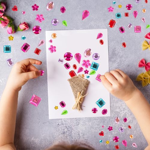 1200+pcs 6~15mm Self-Adhesive Gem Stickers Various Shapes and Colors - color: Mix Color