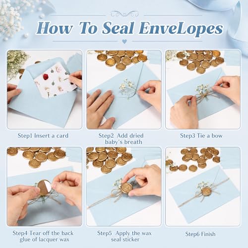 Dunzoom 50 Sets Wedding Invitations Wraps Set Envelopes, Classic, Blue - color: Blue, style: Classic