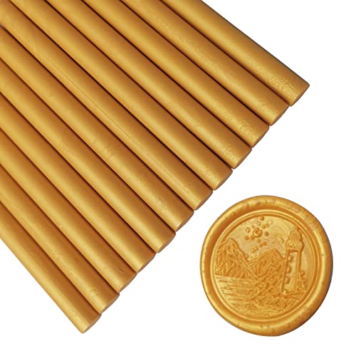 12PCS Gold Sealing Wax Sticks for Wax Seal Stamp, YOSENLING Seal Wax Sticks for Glue Gun,Great for Wedding Invitations, Wine Packages,Cards Envelopes, Gift Wrapping (Gold) - color: Gold