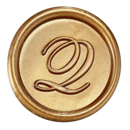 Yoption Handwritten Initial Alphabet Wax Seal Stamp, Letter Q | Brass Head and Wooden Handle Sealing Stamp for Wedding Invitations, Envelopes, Christmas Cards, Gift Wrapping, Snail Mails - style: Q