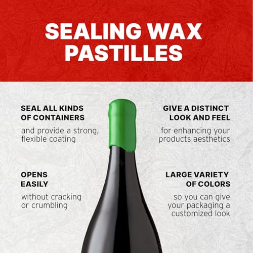 Blended Waxes, Inc. Bottle Sealing Wax, Pastille Wax Seal Beads For Wine, Beer, and Liquor Bottle Sealing, Seals Between 25-30 Bottles, 1 lb, Emerald Green - color: Emerald Green