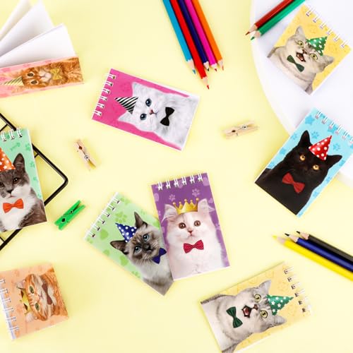 Hooqict 24 Pack Small Pocket Notebook Bulk Mini Notebooks for Cat Party Favors Mini Spiral Notepads Cute Memo Pads for Goodie Bag Stuffers, Pinata Fillers - style: Cat