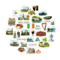 Navy Peony Emerald Ireland Travel Stickers (34pcs) — Irish Decals for Scrapbooks, Journals - style: Journal