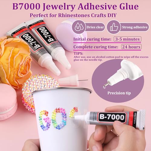 34000Pcs Resin Jelly Rhinestones for Bedazzling, Multicolor 3mm Flatback Gems for Diamond Art, Bedazzler Kit with 3Pcs 10ml B7000 Jewelry Glue for Bedazzle Thing Crafting Book Nail Art - color: Jelly Multicolored 3mm, size: Large Pack + 3Pcs Glue