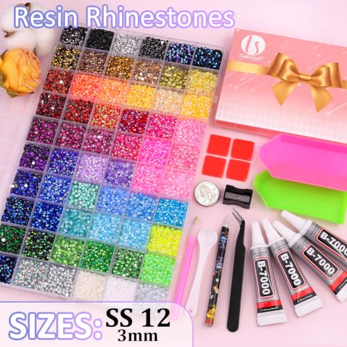 TINKRSTUFF 50000Pcs 60 Colors Jelly Rhinestones Bedazzling Kit - color: 60 Colors Jelly AB| 3mm, size: Large Pack with Glue