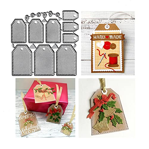 9 pcs Hanging Tags Cutting Dies, 9 pcs Lable Die Cuts Metal Embossing Stencils Template Mould for Card Scrapbooking and DIY Craft Album Paper Card Decor - color: 9 pcs Tags