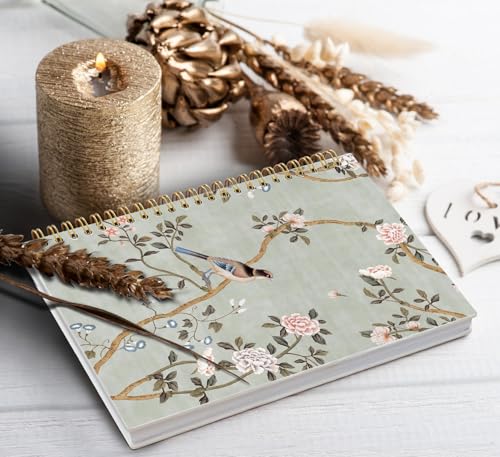 Vintage Floral Bird Spiral Notebook Journal, 5.5×8.3 Inch - color: flower 12