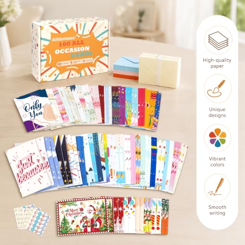 Greeting Cards Bulk with Envelope 100 Piece All-Occasion Card Set - color: Multi-occasion