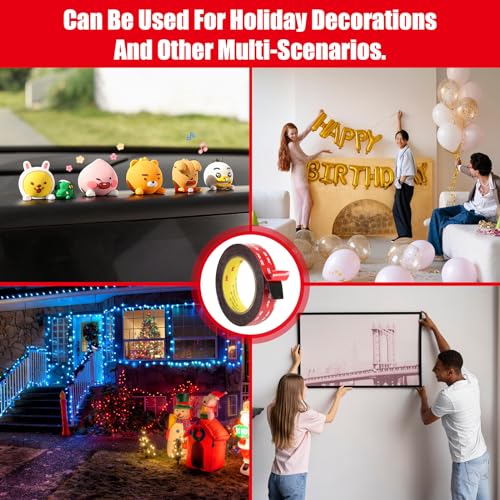 Double Sided Tape Heavy Duty, Waterproof Mounting Foam Tape, 16.5ft Length, 2.17in Width, High Temperature Resistant Adhesive Tape for Car, LED Strip Light, Office Decor, Uses 3M VHB 5952 Raw Material - size: 2.17in x 16.5ft