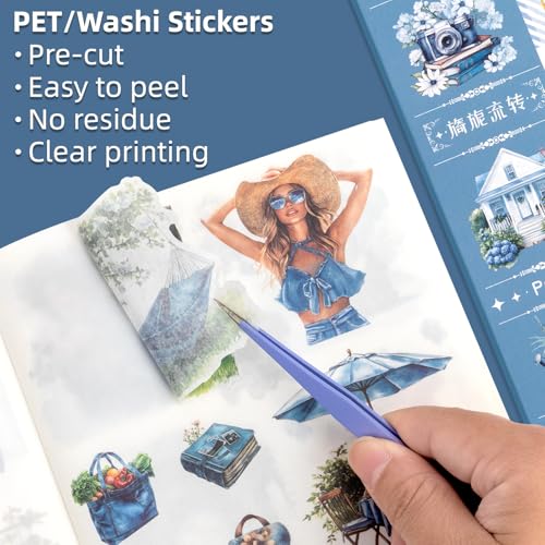 Charming Circulation Theme Sticker Scrapbooking Supplies for Junk Journal, 50 Sheets Washi Stickers - Vintage Journaling Stickers - color: Charming Circulation Theme