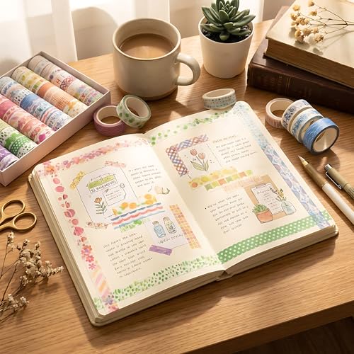 60 Rolls Washi Tape Set, 15mm, Colorful Craft Tape for Junk Journal Scrapbook, Bullet Journaling Scrapbooking Supplies, Planner Sticker DIY Craft Decor - color: Colorful