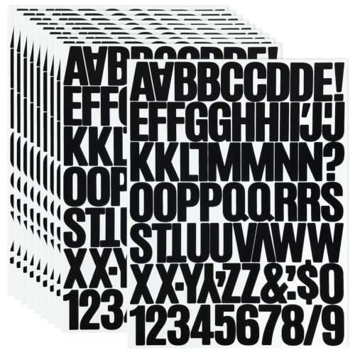 1.5 Inch Letter Stickers, Alphabet Number Symbol Stickers - 10 Sheets Black