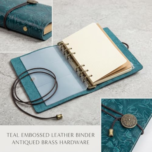 Refillable Leather Journal, Travelers Notebook Cover A6, Blue - color: Blue