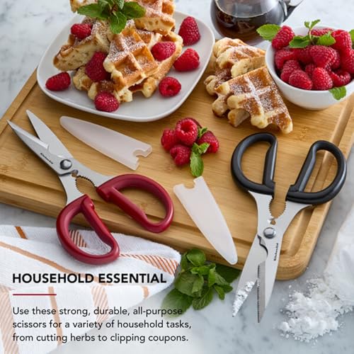 KitchenAid Multipurpose Shear Set, Versatile Scissors with Nutcracker, Bottle Opener, Ergonomic Handles with Protective Blade Covers, 2 Piece - color: Black, size: 2 Pack