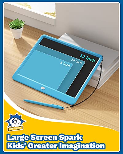 TEKFUN Toys 12" LCD Writing Tablet for Kids Ages 3–8, Drawing Tablet Toy for Boys & Girls, Easy Way to Keep Kids Busy, Mess-Free Doodle Board for Travel, Learning & Play - color: Blue, size: 12 Inch