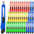 40 Pack Box Cutter Retractable, 9mm Utility Knife, Razor Knife - color: 40 Pack - Red, Yellow, Blue, Green