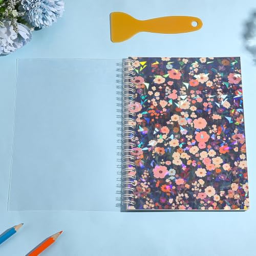 Flower Reusable Sticker Book 5.8 x 8.3 Inch A5 Size Sticker Storage Albums Vintage Floral Pattern Decals Keeper Organizer Holder with 40 Sheets Blank Release Paper and Tools for Adults - color: Flower