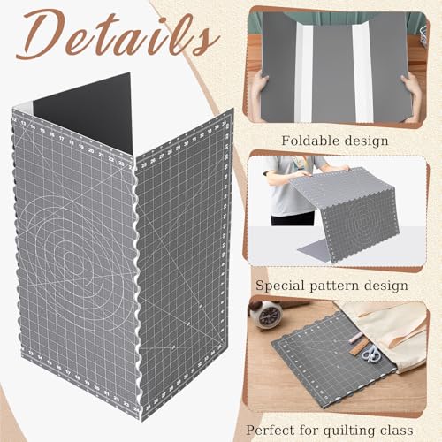Teenyyou 24" x 36" Self Healing Folding Cutting Mat with Grid for Quilting, Sewing, Craft Hobby Board Sewing Cutting Mat for Quilting, Leather, Fabric, Crafting, Scrapbooking, Art, Clay - color: Dark Gray, size: 36" L x 24" W