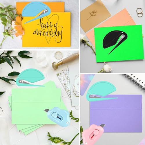 9 Pack Letter Opener Envelope Slitter,Box Cutters Retractable Package Cutter,Adorable Mail Envelope Opener Portable,Wrapping Paper Cutter DIY,Envelope Cutter (9)