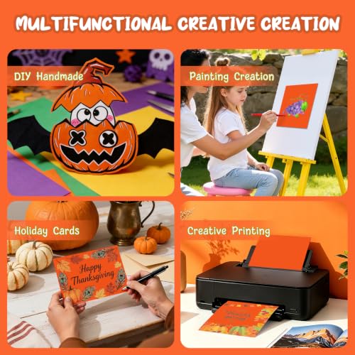 40 Sheets Orange Cardstock Paper 8.5 x 11, Cardstock Printer Paper 8.5x11 | Pumpkin Orange Card Stock Paper 8.5 x 11, 200 GSM Dark Orange Construction Paper for DIY Crafts, Greeting Cards, Menus - color: Dark Orange, size: 8.5x11 IN-40 Sheets