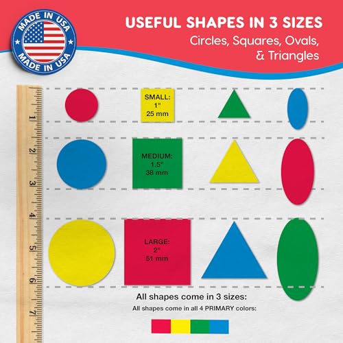 Circle Square Oval Triangle Cutouts, Primary, 676 Piece, Classroom Decor - color: Primary - Circle, Triangle, Square, Oval