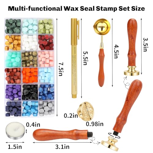 Copper R Letter Wax Seal Stamp Kit, 360 PCS 18 Colors Wax Beads - color: Gold - letter R