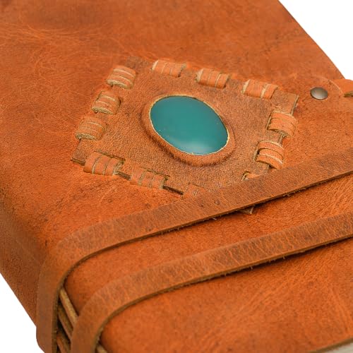 Handmade Stone Design Leather Journal 5x7 Inch Writing Notepad - color: Red, size: 5X7 Inches