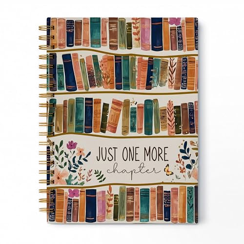 Book Lover Gifts Spiral Notebook, Reading Journal for Book Lovers Women Bookworm Librarian, Just One More Chapter Bookish Hardcover Lined Notebook Journal, 5.5x8.3 Inch - color: pattern-5