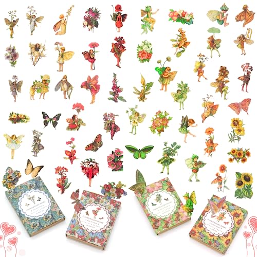 KIBBEH 180 Pcs Fairy Stickers for Scrapbook Transparent Flower Fairy Patch - color: Sunburst, Twilight, Undertint Grass, Autumn