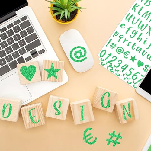 1245Pcs Gold Letter Stickers 15 Sheets Alphabet Stickers 1inch(Green) - color: Green