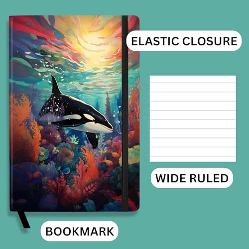 RICCO BELLO Wide Ruled Hardcover Diary Journal, Orca - color: Orca