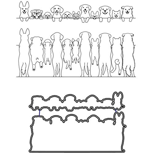 Standing Cute Dog Clear Stamp and Die Sets for Card Making, 1 Set | Silicone Clear Stamp and Metal Die Cut Sets, DIY Handmade Greeting Card Album Scrapbooking Embossing Making Tools