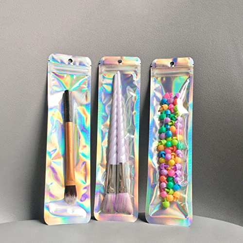 300Count Holographic Beadable Pen Packaging Bag for Small Business,Resealable 2.4x9 inchs Sample Packaging Sealable Packaging Zipper Bags for Jewelry, Cosmetic,Candys - size: 2.4x9inch-300