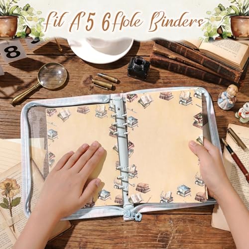 100 Sheets Vintage Book A5 Refills Papers for Planner Insert Binder, 120GSM Thick Reading Notebook Fillers, Book Lover 6 Hole Loose Leaf Papers for A5 6 Ring Binder Journal Diary Budget - color: Reading