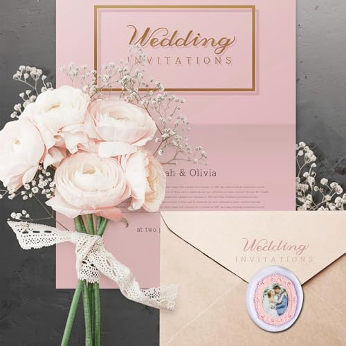 YOLAKIS Photo Frame Wax Seal Stamp 3D Embossed with Rosewood Handle Vintage Floral Photo Frame Wax Stamp Ideal for Wedding Invites Gift Wrapping Envelopes & Christmas - size: 3D Frame Stamp, style: 3D Frame Stamp 01